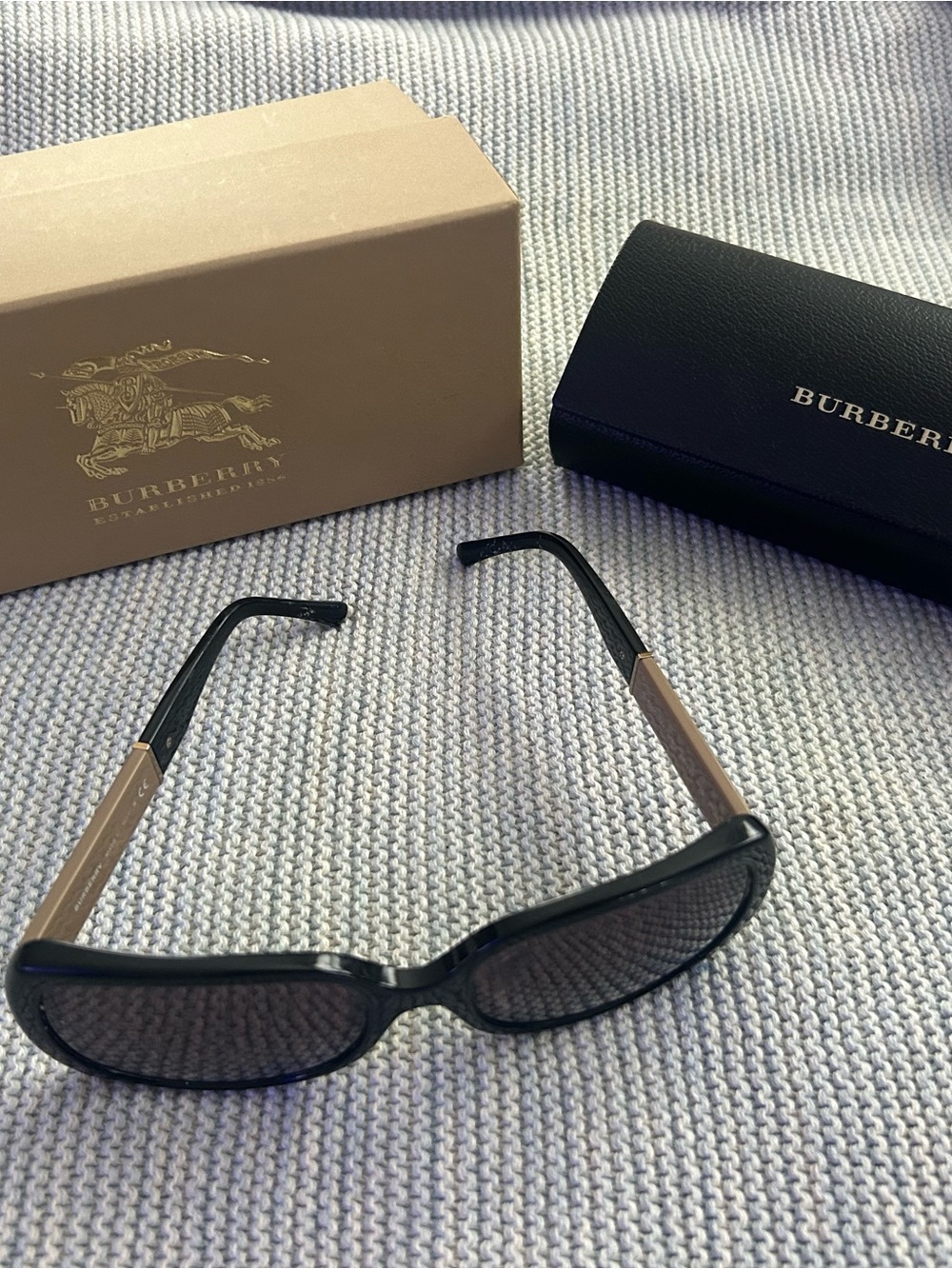 Burberry Black Sunglasses with Gold Arms